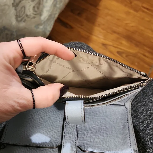 Michael Kors Jet Set Travel Double Zip Wristlet Dark Chambray Blue Mk Signature - Picture 5 of 8